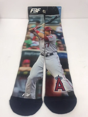 FBF Originals Mike Trout Los Angeles Angels MLB Baseball Socks Size Large New Cover