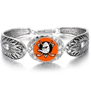 Anaheim Ducks Hockey Fan Gift Womens Sterling Silver Bracelet Jewelry D3 - Picture 1 of 6
