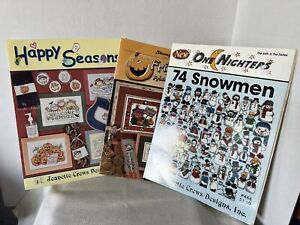 Snowman Halloween Holiday Cross Stitch Designs Pattern Books Jeanette Crews Lot
