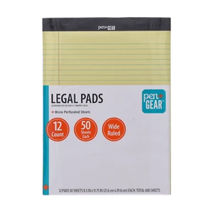 Wide Ruled Legal Pads, 8.5"x11", Canary Paper, 50 Sheets, 12 Pack - Picture 1 of 11