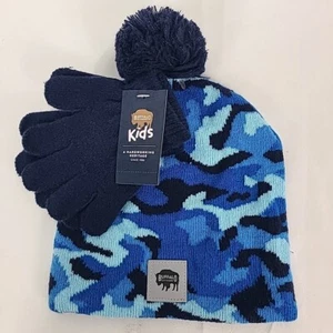 New Buffalo Outdoors Youth Blue Camo Beanie and Gloves 2 Piece Set $13 - Picture 1 of 5