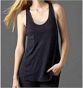NEW EILEEN FISHER INK NAVY U-Neck Linen Jersey Racerback Tank Top NWT S U0198M - Picture 1 of 1