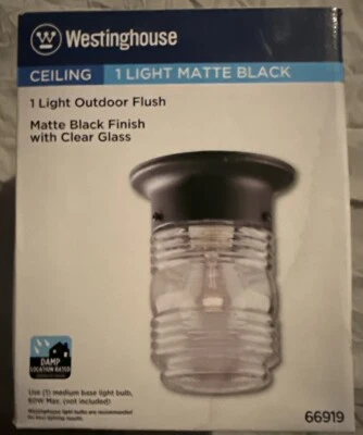 1 - Westinghouse Exterior/Jalea Tarro Porche Luz Negro Mate (66919) Uso 60 vatios Foto 1 de 2