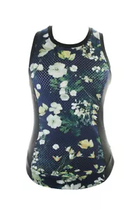 Rachel Rachel Roy Black Sleeveless Mixed Media Floral Top S - Picture 1 of 3