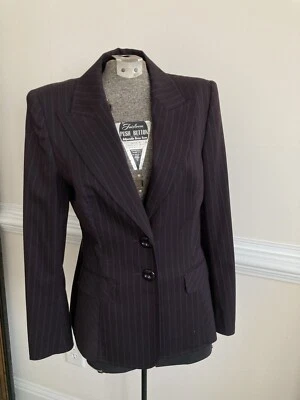 Chaqueta Blazer Escada Talla 34 Mezcla Seda Corta Borgoña 2 Botones Mangas Largas Foto 1 de 4