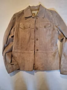 Apostrophe Womens Suede Tan Beige Dress Jacket Size 4 - Picture 1 of 5