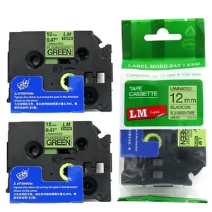 Confezione da 2 stampanti 12 mm nero su verde fluorescente modello P-touch PT1750, PT-1750 - Foto 1 di 1