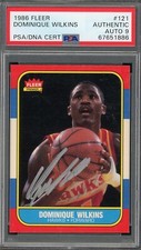 Dominique Wilkins 1986 Fleer Signed Rookie Card #121 Auto Graded PSA 9 67651886