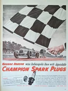 1946 Indianapolis 500 Mile Race Champion Spark Plugs Print Ad Checkered Flag - Picture 1 of 1
