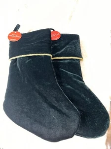 Neu mit Etikett Macy Holiday Lane 18,5" dunkelgrüne Velours-, gefütterte Weihnachtsstrümpfe SCHÖN! - Bild 1 von 11