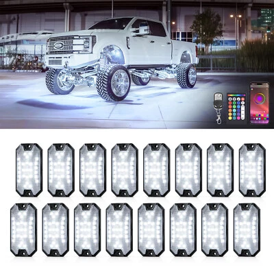 8/12/16 Pods Five-Sided RGBW LED Rock Lights APP/RF Remote Control Underglow Kit - Image 1 of 4