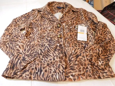 Gloria Vanderbilt Casuals Guepardo Gato Estampado Chaqueta S Chocolate Amargo 60196886  Foto 1 de 4