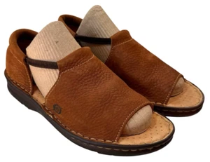 Born Sandals Shoes Women's Size 7.5 Cove Modern Brown Leather Slip On Flats - Picture 1 of 11