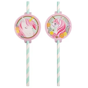 Papier-Strohhalme 19,7 cm lang Einhorn Magical Unicorn 8 Stück Deko-Zubehör  - Bild 1 von 3