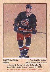 2002-03 Parkhurst Retro Blue Jackets Hockey Card #115 Rostislav Klesla