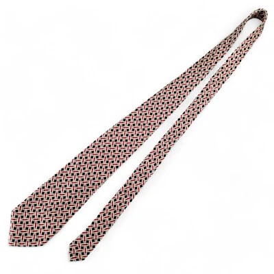 Corbata de seda Emanuel Ungaro Paris canasta tejido patrón corbata 60" L - 4" W Italia Foto 1 de 4
