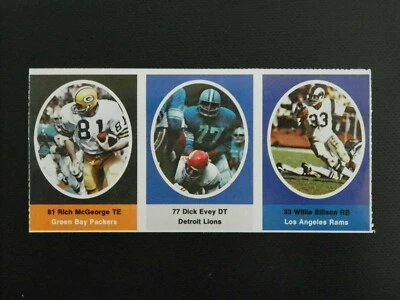1972 SUNOCO FOOTBALL STAMPS 3 STAMP PANEL MCGEORGE,EVEY,ELLISON  - Image 1 of 2