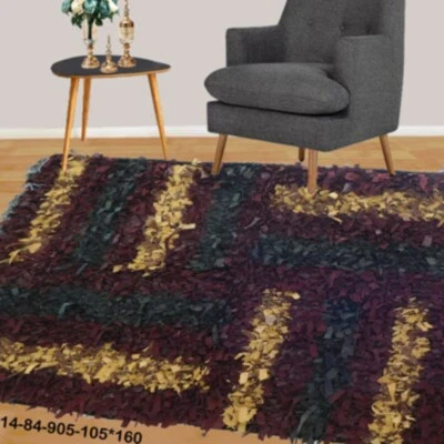 Luxury Leather Shag Rug - Modern Fluffy & Anti-Slip Area Carpet(Online AU)14-84 - Image 1 of 4