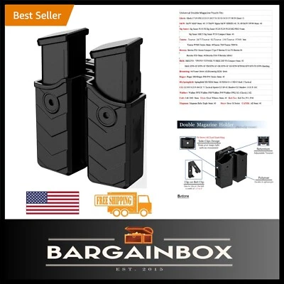 Universal Double Magazine Holster for 9mm/.40 - Adjustable Retention & Clip-On - Image 1 of 4