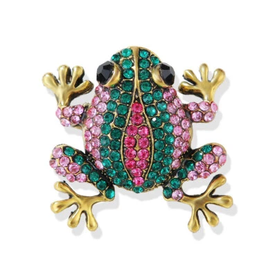Broche sapo de strass colorido da moda adorável animal roupa acessório broche - Imagem 1 de 4