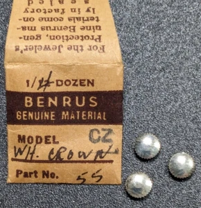 3er Pack Nos Benrus CZ Uhrenkronen - weiß/silberfarben Teil # 55 - Bild 1 von 3