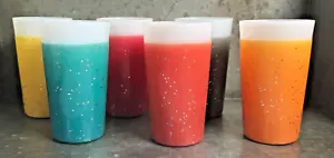 6 Fire King 5" Glamalite MCM Mid Century Glitter Milk Glass Glasses/Tumblers 50s - Picture 1 of 10
