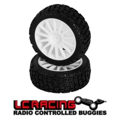 C8039 LC Racing RC Rally Car Off Road Tires & Wheels (2) Pre-Mounted 1/10 12mm - Image 1 of 2