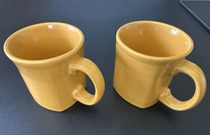2 Fiesta Square Bottom Sunflower Yellow HLC Homer Laughlin 13 oz Coffee Mug Cup - Picture 1 of 8