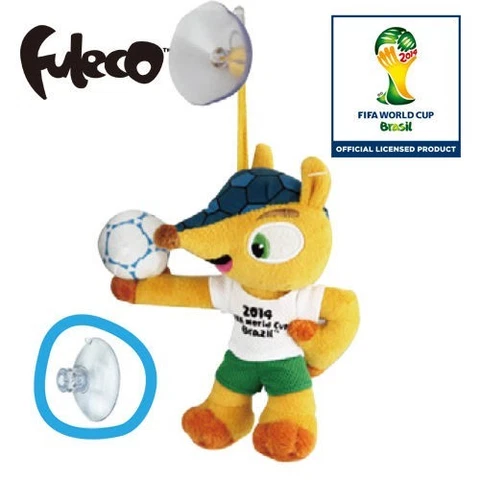 World Cup 2014 Brazil Mascot Fuleco Plush Toy 13cm Suction Cup Hold the Ball Cover