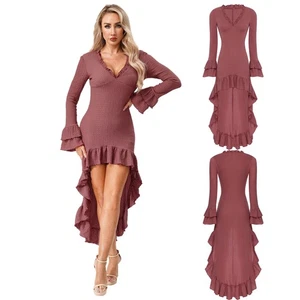 Damen Kleid Halloween Kleid Fotografie Kostüm Hochzeit High Low Valentinstag - Bild 1 von 19