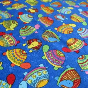 Hi-Fashion Fabrics Groovy Little Turtle Print Hippie Boho Colorful 1.16 Yards - Picture 1 of 5