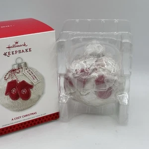 Hallmark Keepsake Ornament 2013 Cozy Christmas Red Mittens Knit Ball - Picture 1 of 14