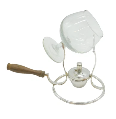 20th Century Italian Silver Plated Wooden Handle Brandy Cognac Warmer Antique - Image 1 of 4
