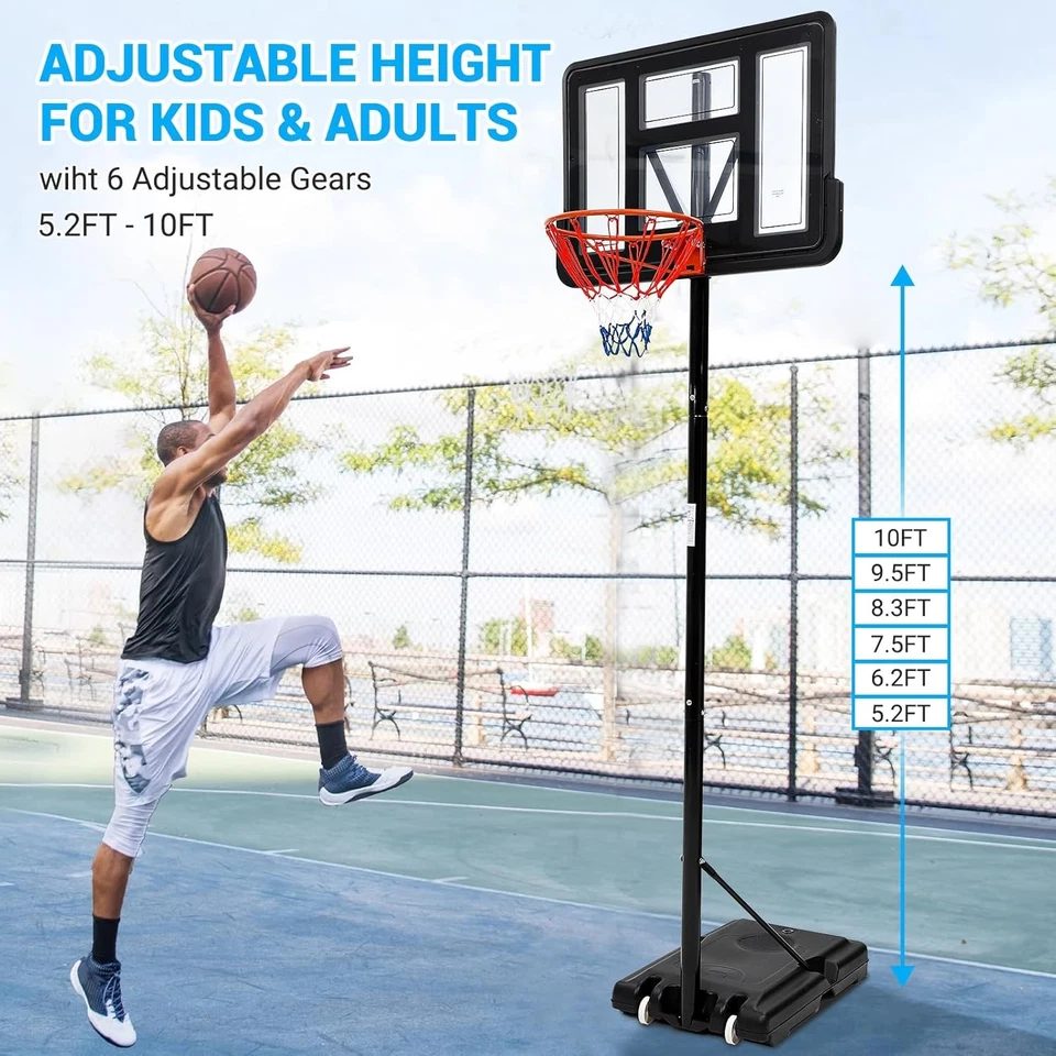 Portable Basketball Hoop 5.2-10FT Adjustable Basketball Goal System Teen Adult - Image 1 of 4