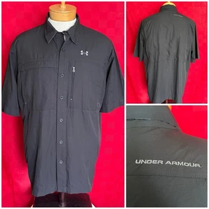 Camisa negra Under Armour con botones talla grande pesca al aire libre Airy Columbia - Imagen 1 de 13