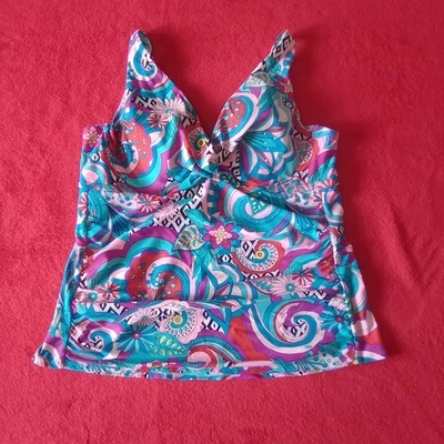 Traje de baño Catalina adelgazante fruncido Tankini Top para mujer talla XL estampado colorido Foto 1 de 4