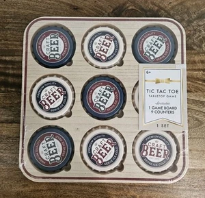 Tappo Bottiglia Birra Gioco Tic Tac Toe Bere Tavolo Festa Tavola Legno 12x12 - Foto 1 di 5