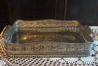Castilian Imports Vintage Large Solid Brass Heavy Decorated Tray 21"X 16” X 4”