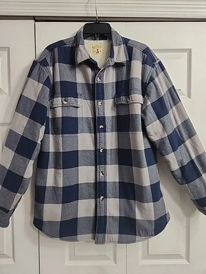 Franela abotonada a cuadros marca Red Head para hombre azul gris Sherpa talla(L-48"PECHO) USADO EN EXCELENTE ESTADO Foto 1 de 4