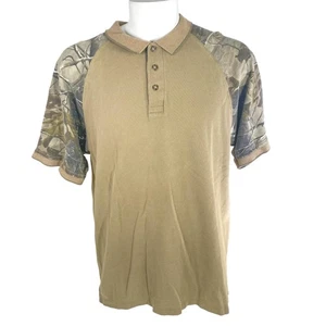 Cabela's Shirt Large hellbraun Camouflage Blätter Polo Jagd - Bild 1 von 7