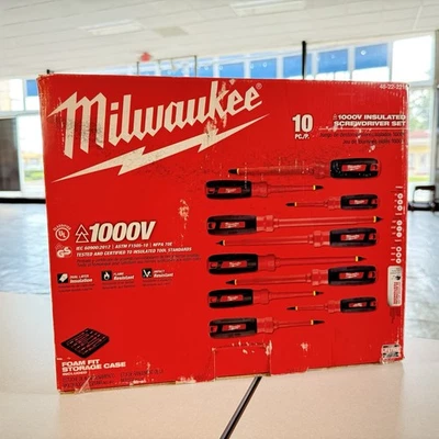 Milwaukee 48-22-2210 10pc 1000V Insulated Screwdriver Set w/ Case New - Image 1 of 4