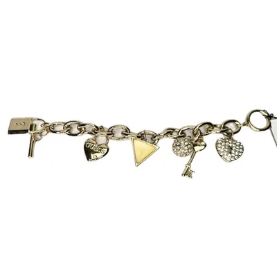 Pulsera Guess Charm Pop My Heart tono dorado estrás llave bloqueo etiqueta nueva con etiquetas Foto 1 de 4