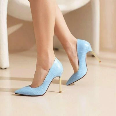 Mujeres Damas Tacón Alto Punta Punta Vestido Fiesta Boda Trabajo Zapatos Sin Cordones Zapatos de salón Foto 1 de 4