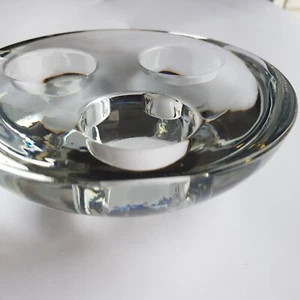 Bleikristall Crystal Glass 3 Tea Light Candle Holder Dome Disc Germany Vintage - Picture 1 of 15