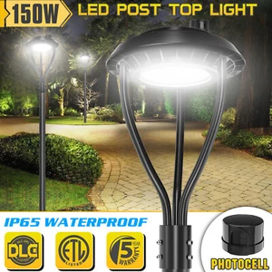 150W Led Post Top Light with Photocell Outdoor Circular Area Pole Light 21,000LM - Picture 1 of 12