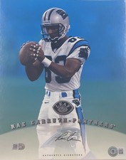 Rae Carruth Signed 8x10 Carolina Panthers 1997 Leaf Trading Card BAS