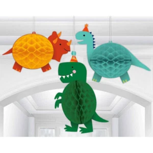 Dino-Mite Party Dinosaur Honeycomb Hanging Decorations Dino Birthday Decor - Picture 1 of 1