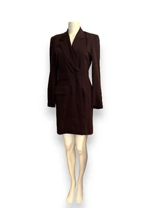 ESCADA 100% Wool Gabardine Double Breasted Suit Dress Burgundy sz 34 US 4 - Picture 1 of 14