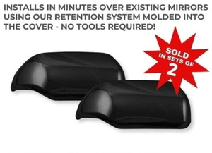 Fits Toyota Tundra 2022-2025 Glossy BLACK MIRROR COVERS Overlay 2PC (BOTH SIDES) - Bild 1 von 2