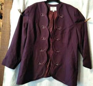 Blazer donna Clara Clara by J Paul 22 prugna crepe smerlato con strass nuovo senza etichette - Foto 1 di 5